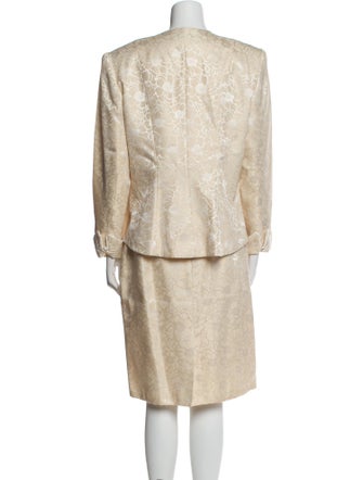 Scaasi Boutique Floral Print Crystal Embellishments Skirt Set