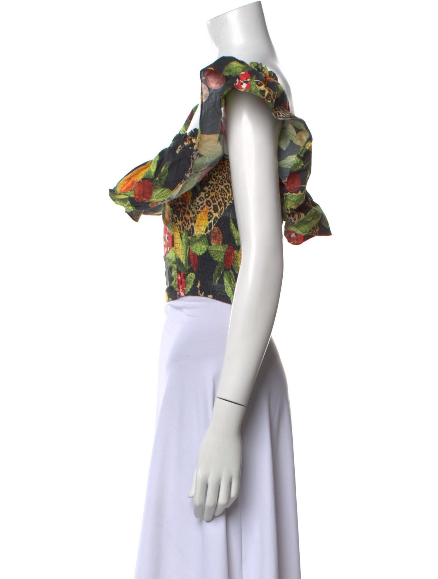 Isolda Floral Print Square Neckline Crop Top