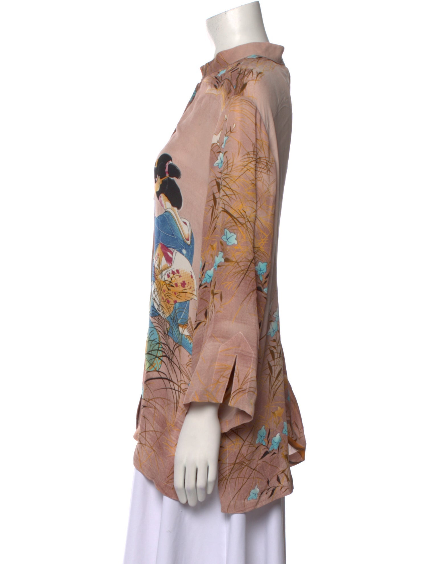 Squeeze De Citron Silk Printed Button-Up Top