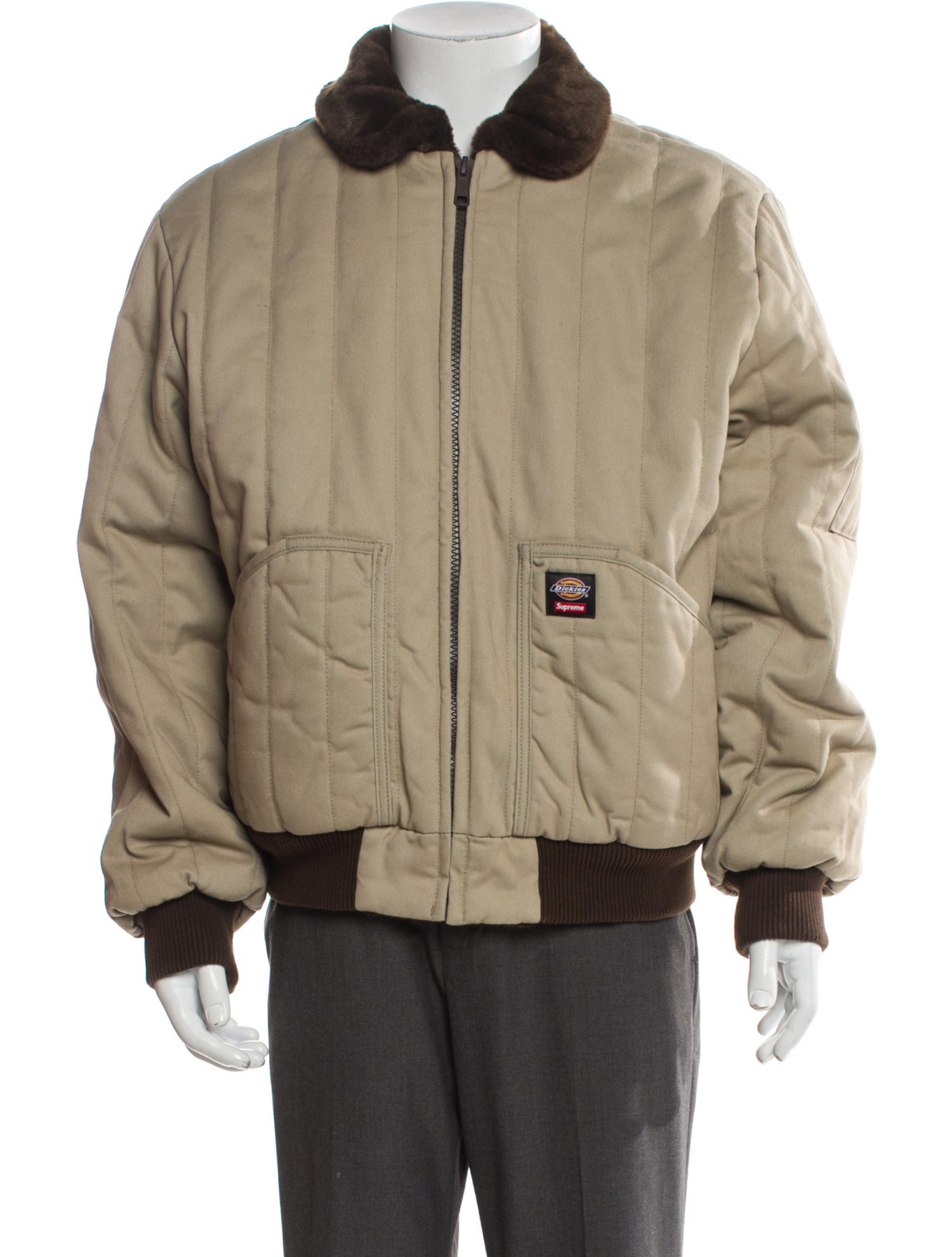 Supreme x Dickies 2025 Reversible Quilted Faux Fur Work Bomber Jacket