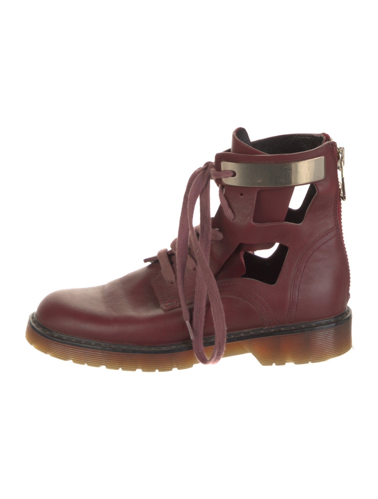 See by Chloé Leather Colorblock Pattern Lace-Up Boots