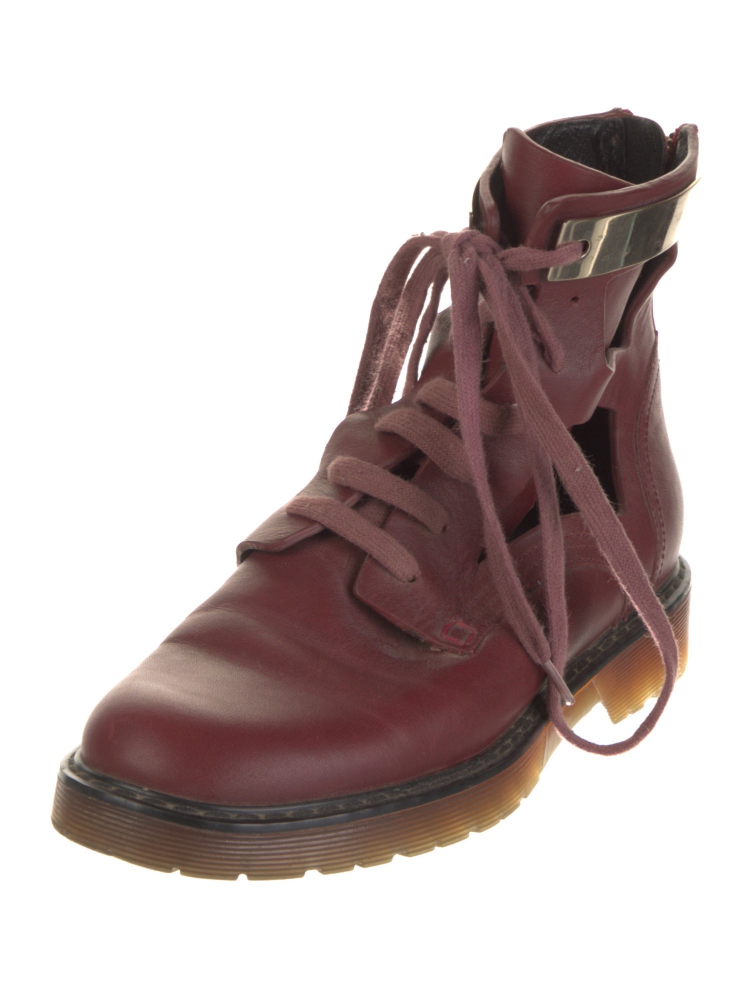 See by Chloé Leather Colorblock Pattern Lace-Up Boots