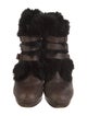 See by Chloé Leather Fur Trim Lace-Up Boots