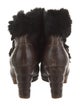 See by Chloé Leather Fur Trim Lace-Up Boots