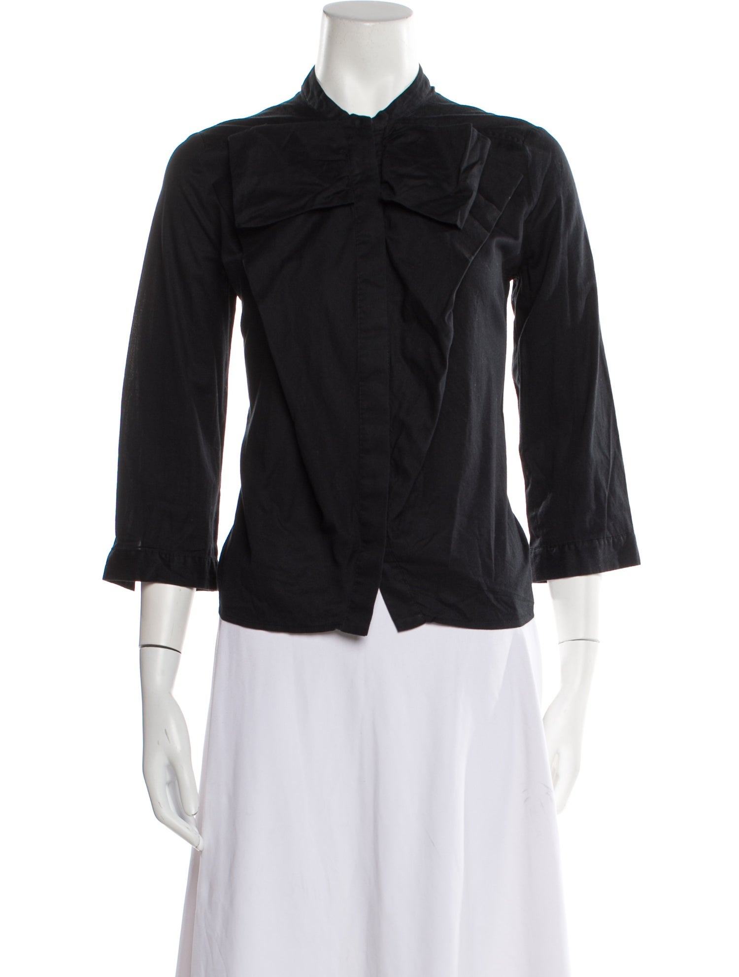 See by Chloé Mock Neck Three-Quarter Sleeve Button-Up Top