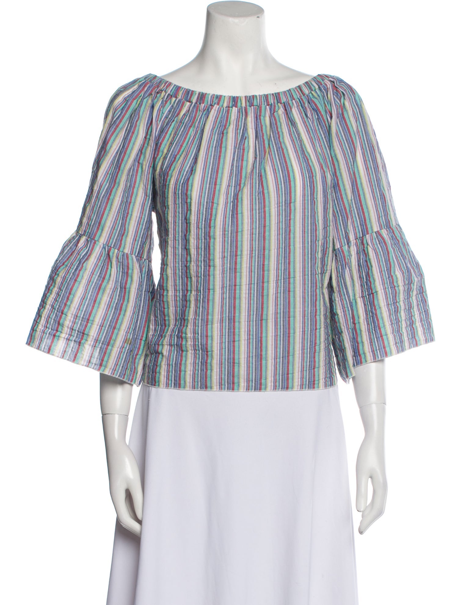 See by Chloé Striped Off-The-Shoulder Blouse