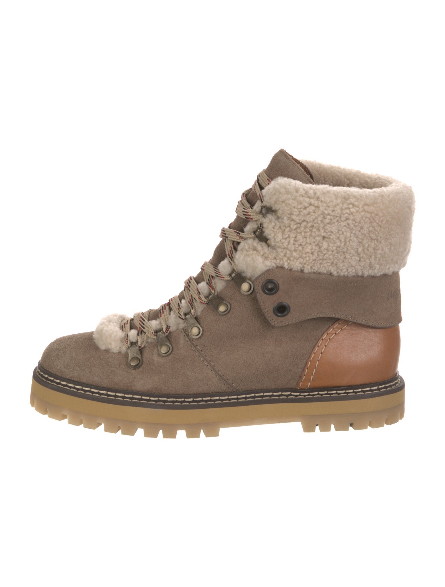 See by Chloé Suede Colorblock Pattern Snow Boots