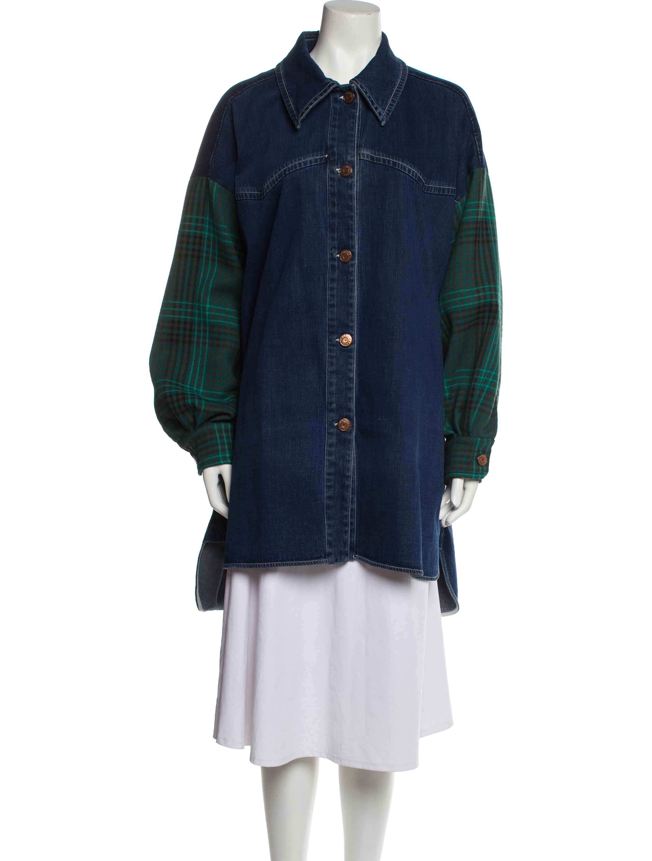 See by Chloé Plaid Print Denim Jacket