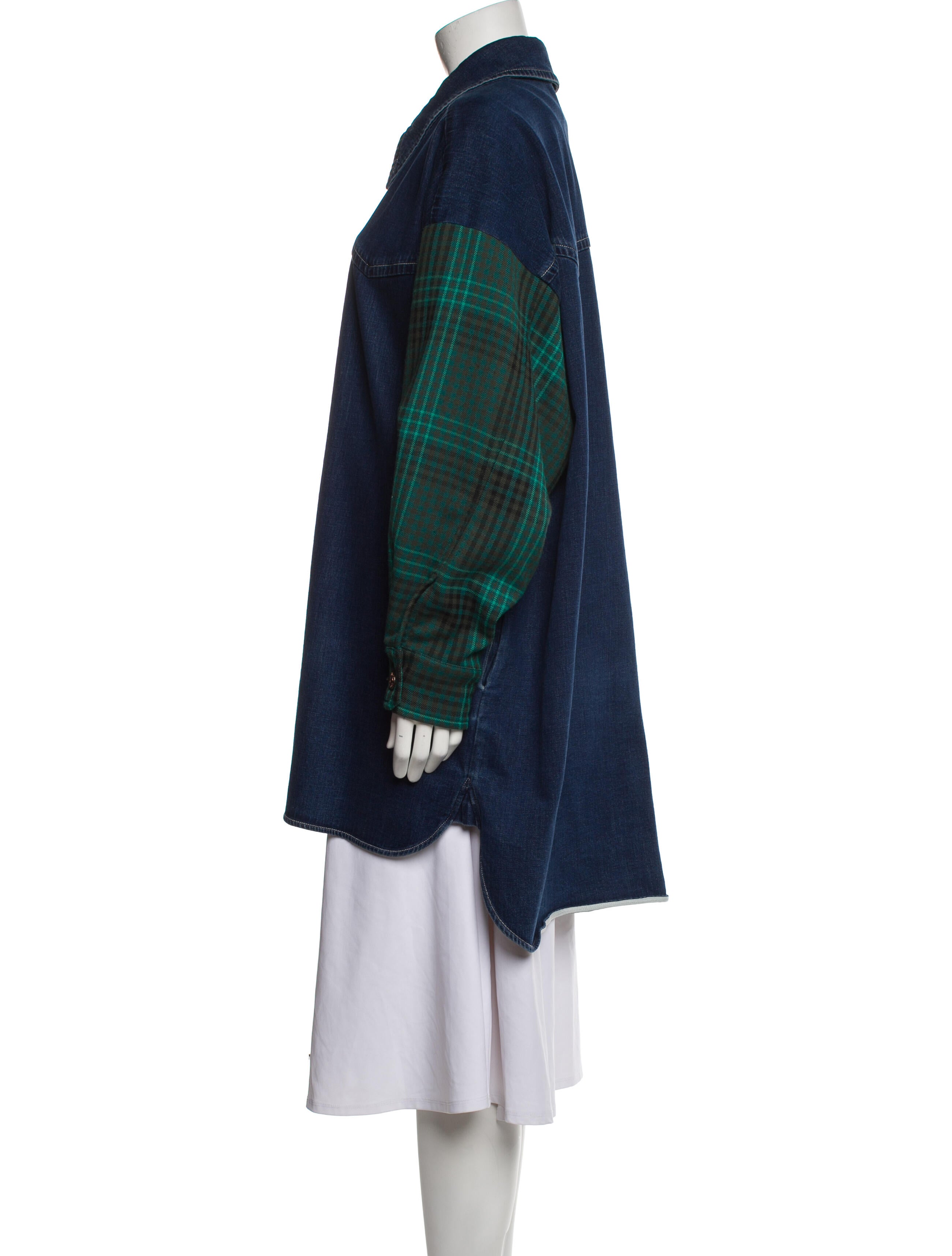 See by Chloé Plaid Print Denim Jacket