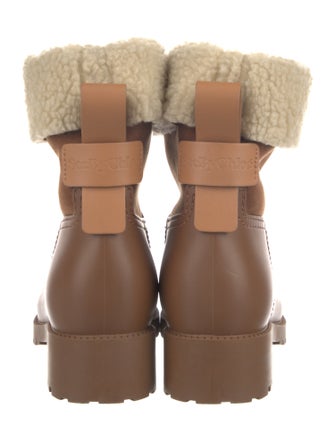 See by Chloé Rubber Fur Trim Rain Boots