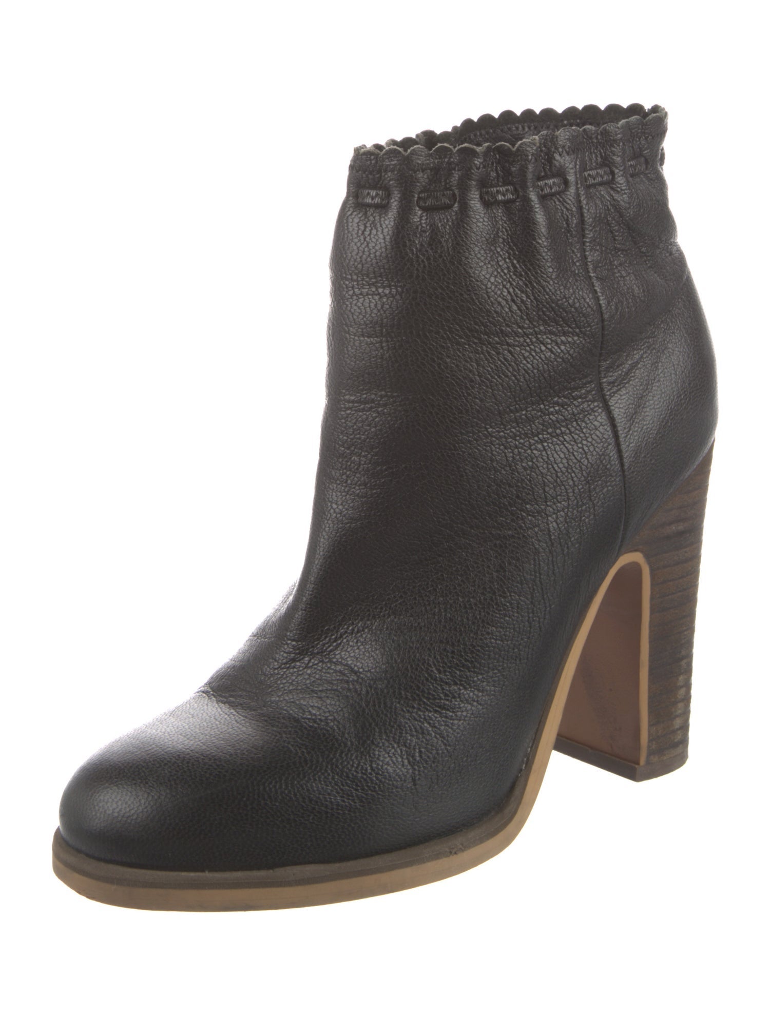 See by Chloé Leather Scalloped Accent Boots