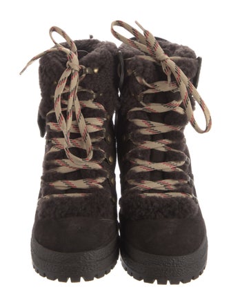 See by Chloé Suede Printed Combat Boots