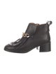 See by Chloé Leather Chain-Link Accents Lace-Up Boots