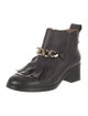 See by Chloé Leather Chain-Link Accents Lace-Up Boots