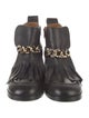 See by Chloé Leather Chain-Link Accents Lace-Up Boots