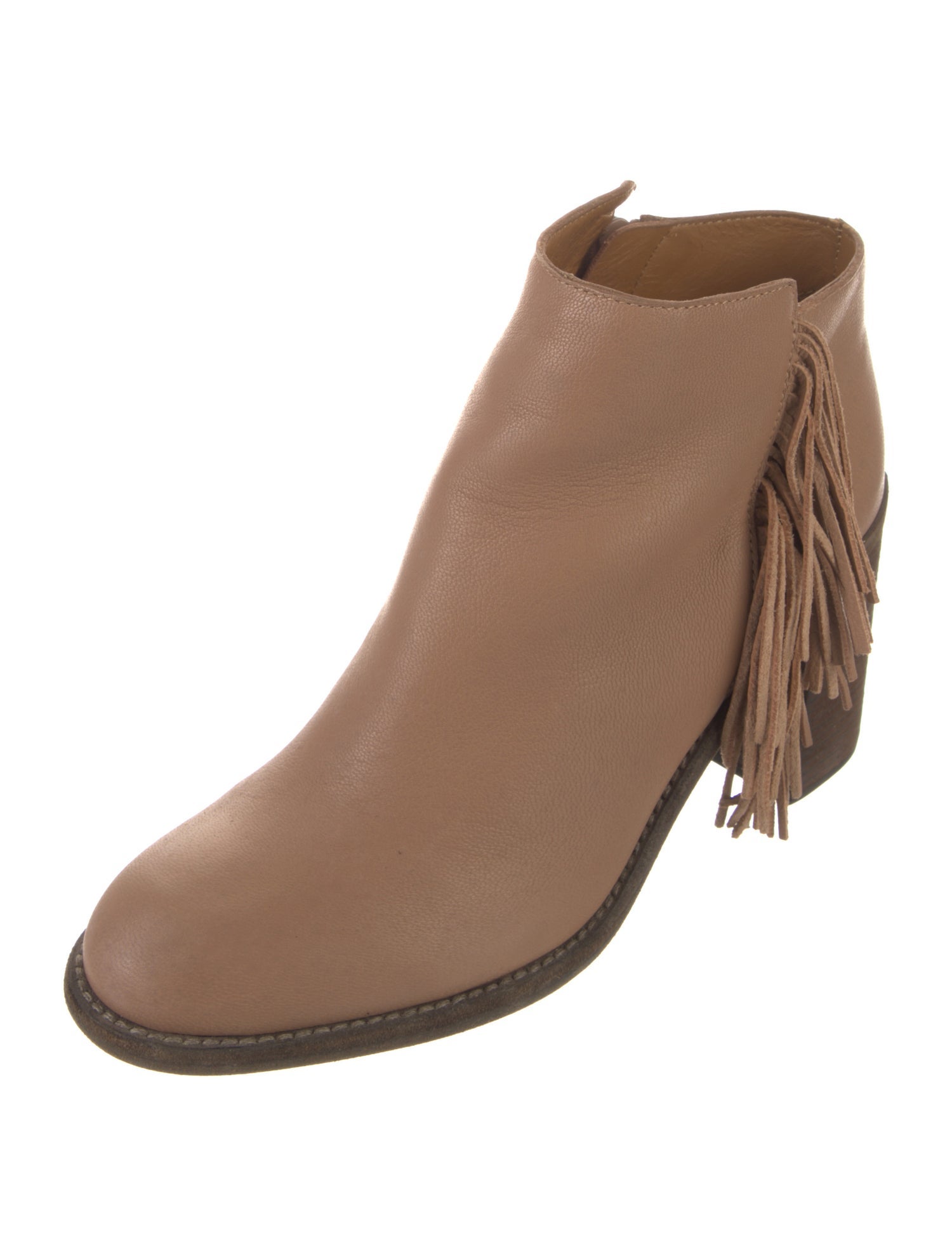 See by Chloé Leather Fringe Trim Accent Boots