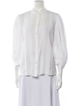 See by Chloé Plaid Print Mock Neck Button-Up Top