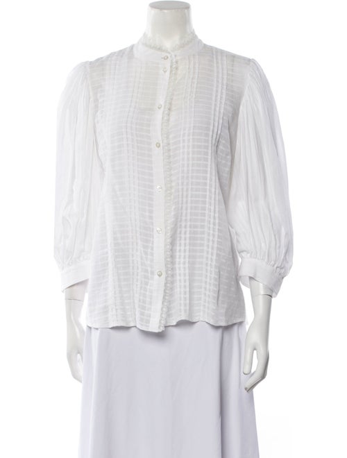 See by Chloé Plaid Print Mock Neck Button-Up Top