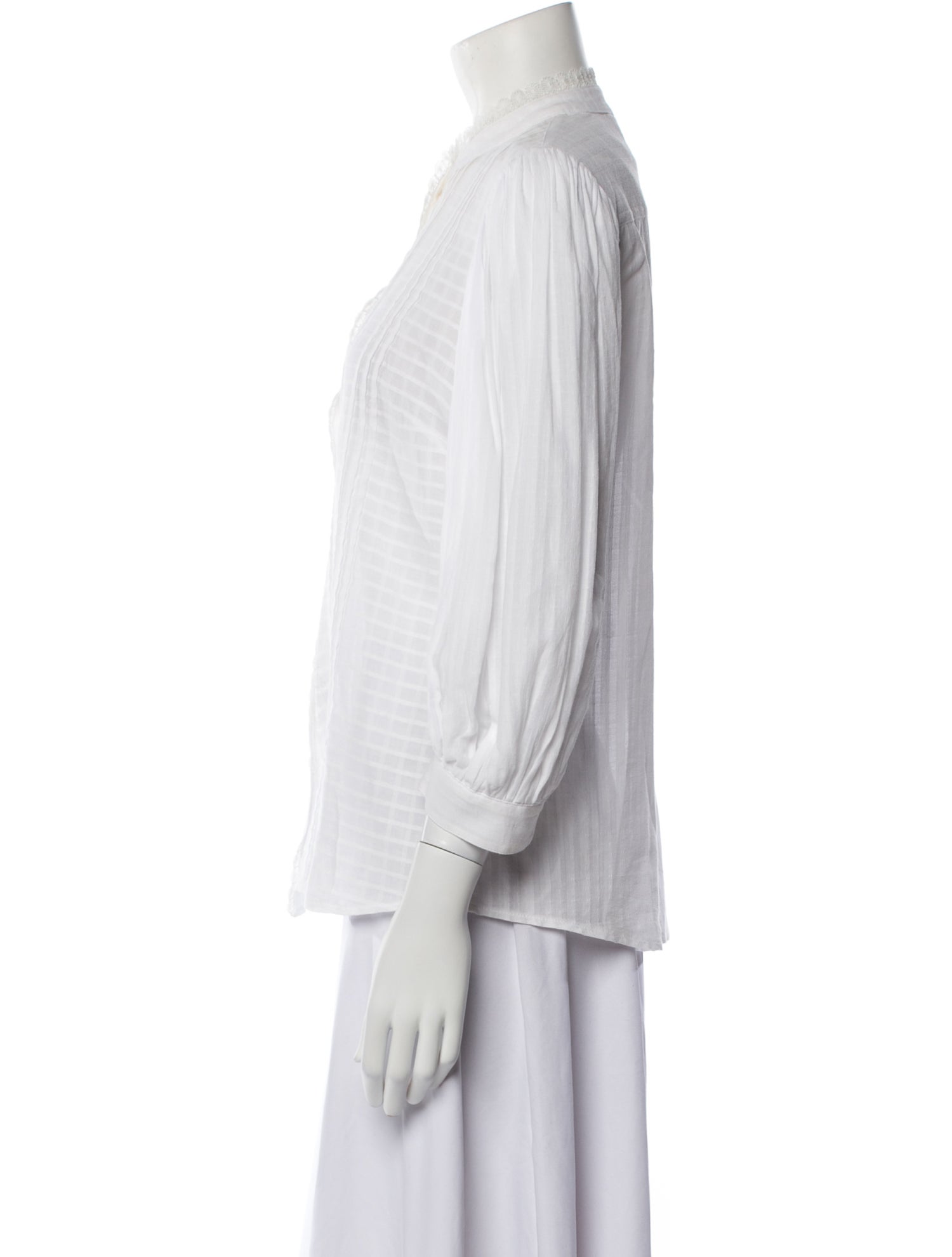 See by Chloé Plaid Print Mock Neck Button-Up Top