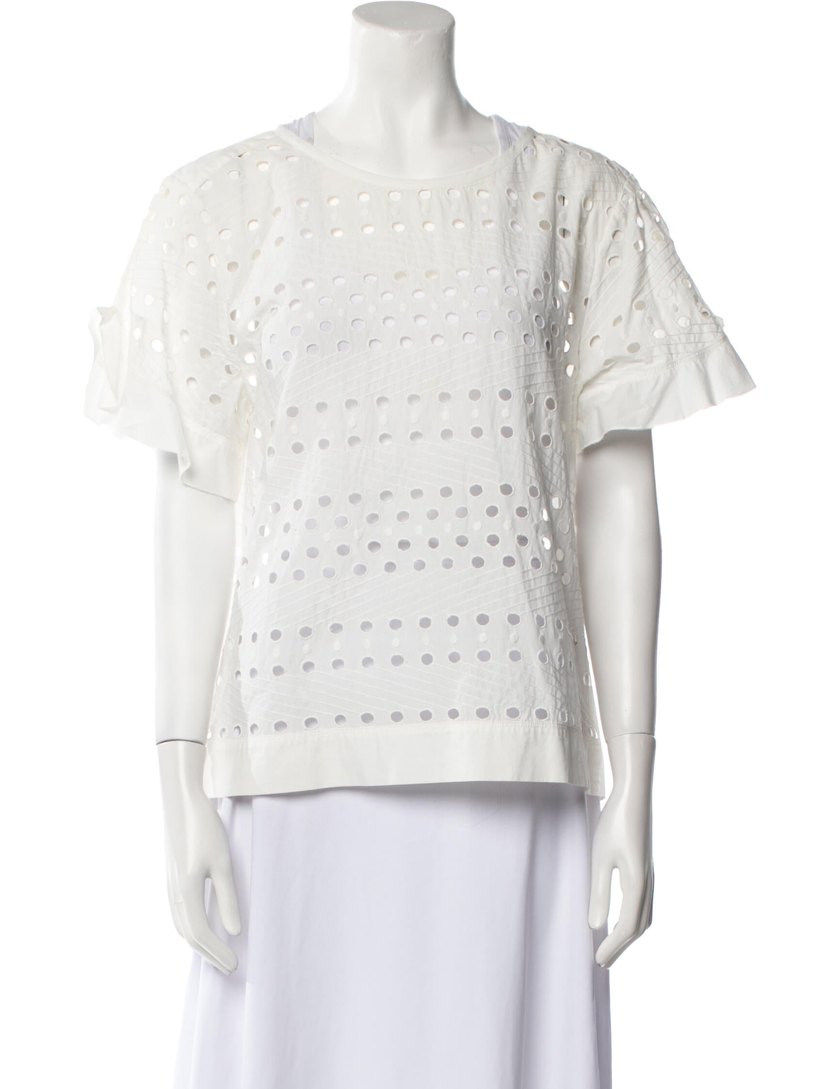 See by Chloé Lace Pattern Scoop Neck T-Shirt