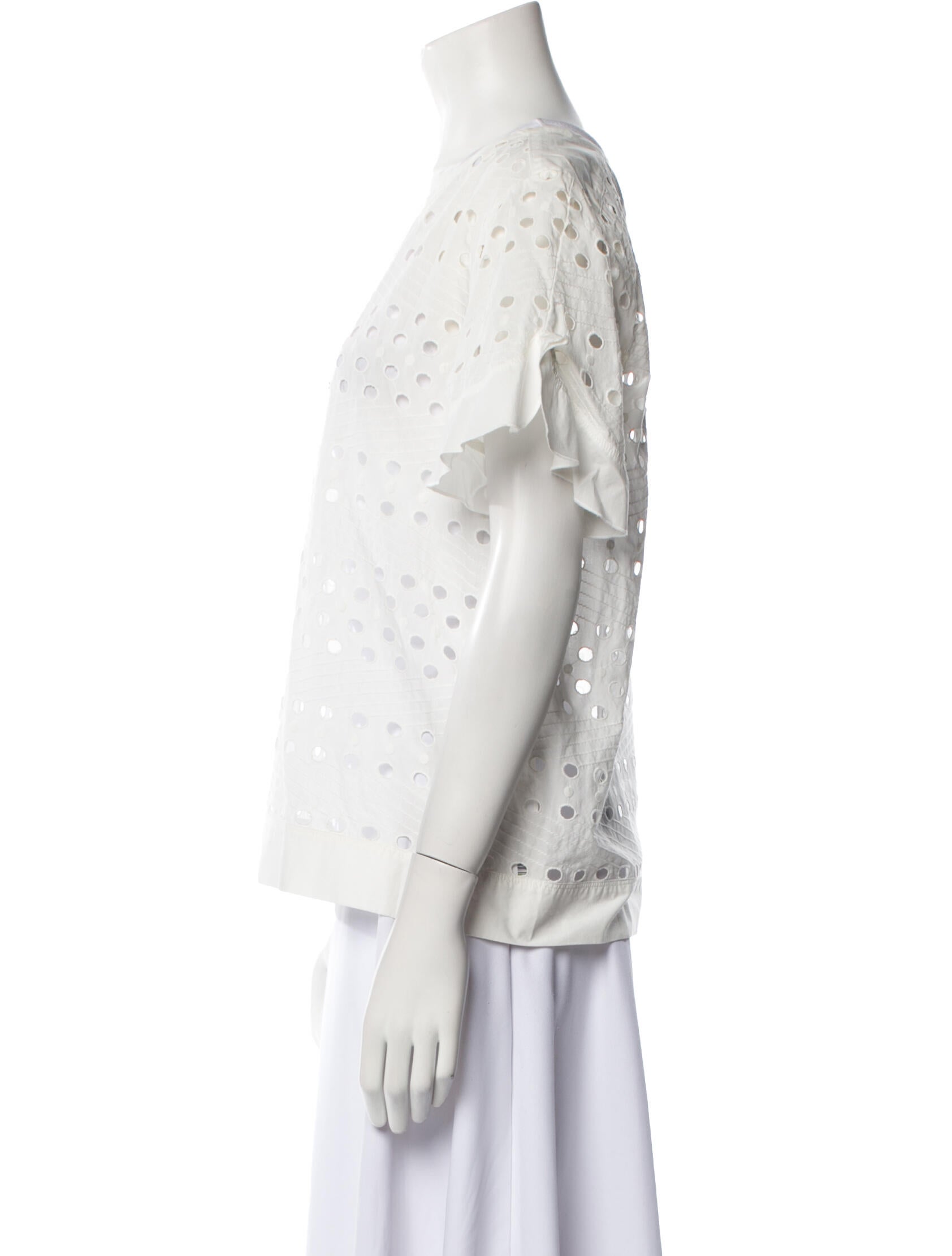 See by Chloé Lace Pattern Scoop Neck T-Shirt