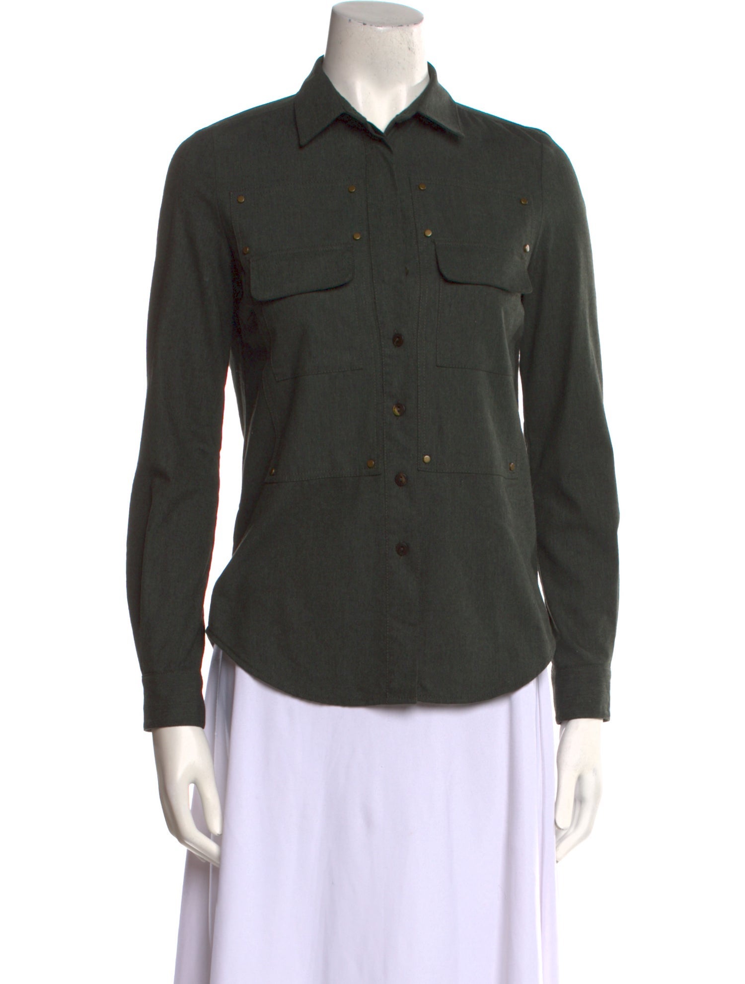 See by Chloé Virgin Wool Long Sleeve Button-Up Top