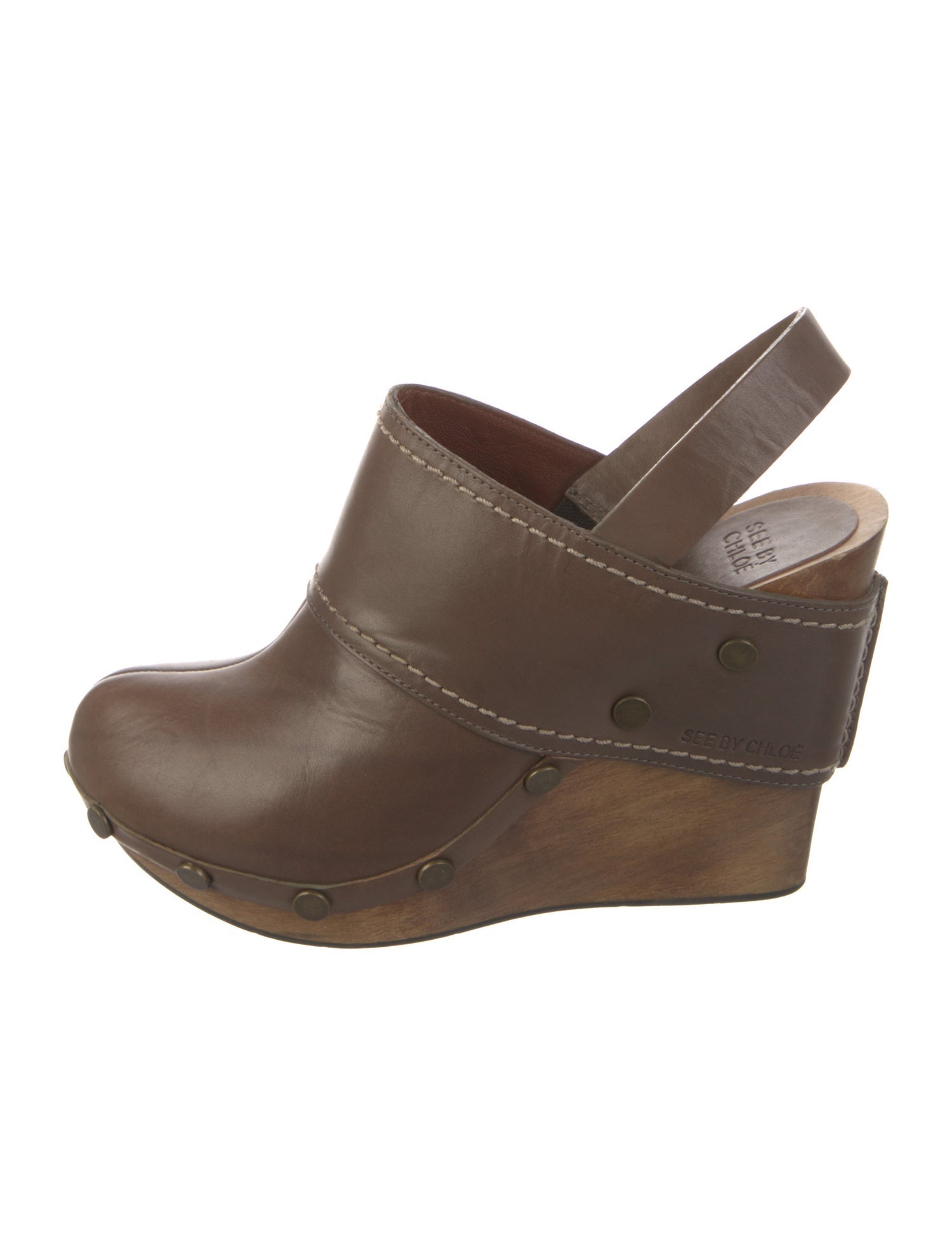 See by Chloé Leather Studded Accents Slingback Pumps