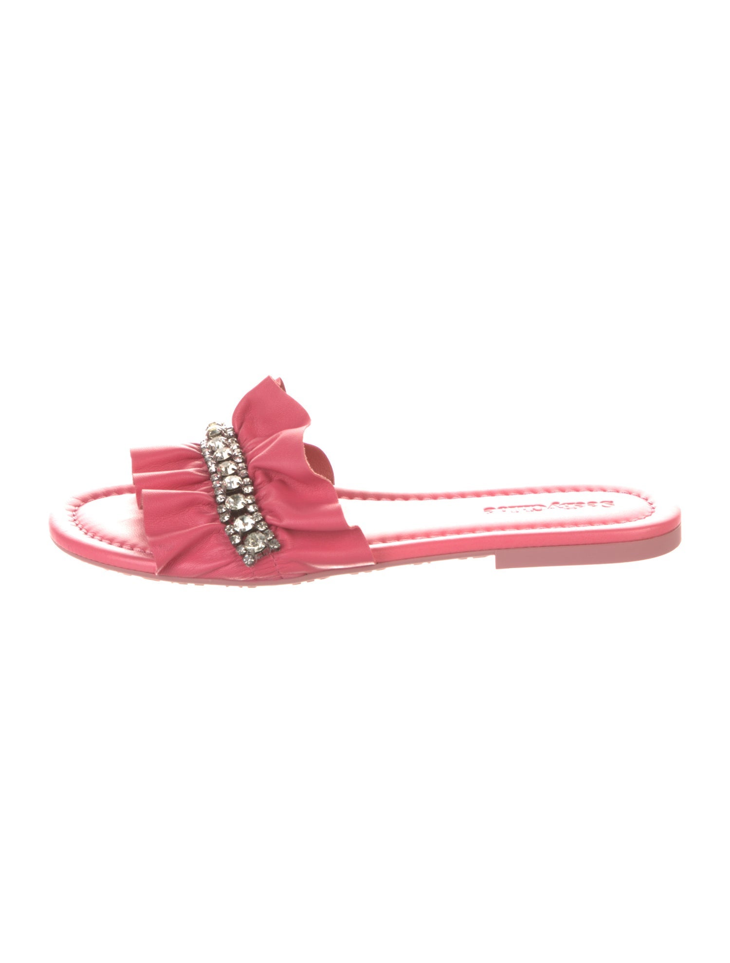 See by Chloé Leather Crystal Embellishments Slides