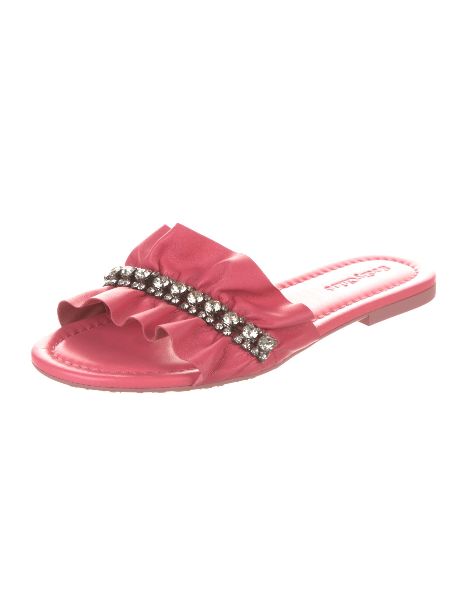 See by Chloé Leather Crystal Embellishments Slides
