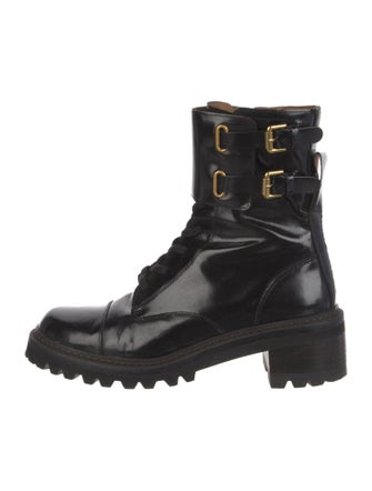 See by Chloé Patent Leather Combat Boots