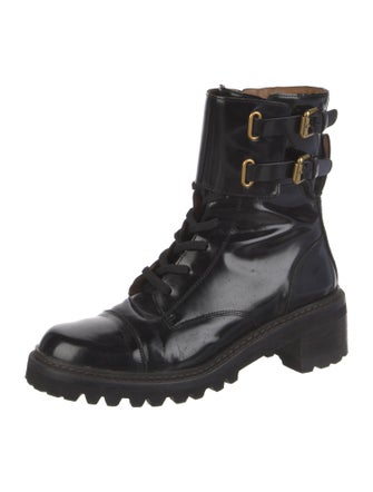 See by Chloé Patent Leather Combat Boots