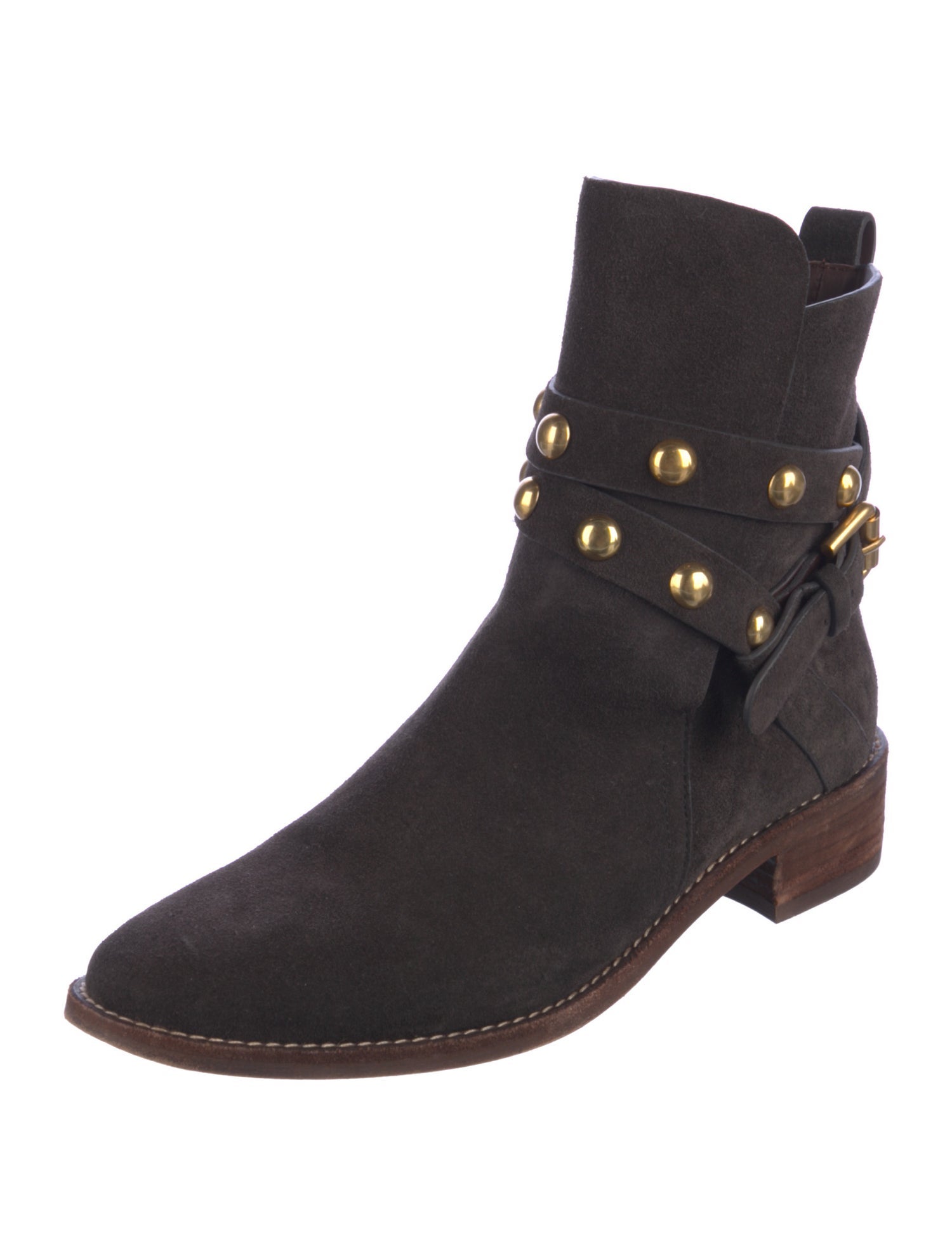 See by Chloé Suede Studded Accents Moto Boots