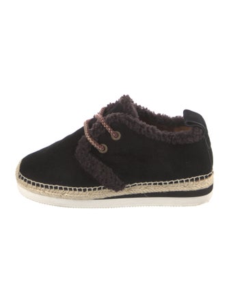 See by Chloé Suede Faux Fur Trim Espadrilles