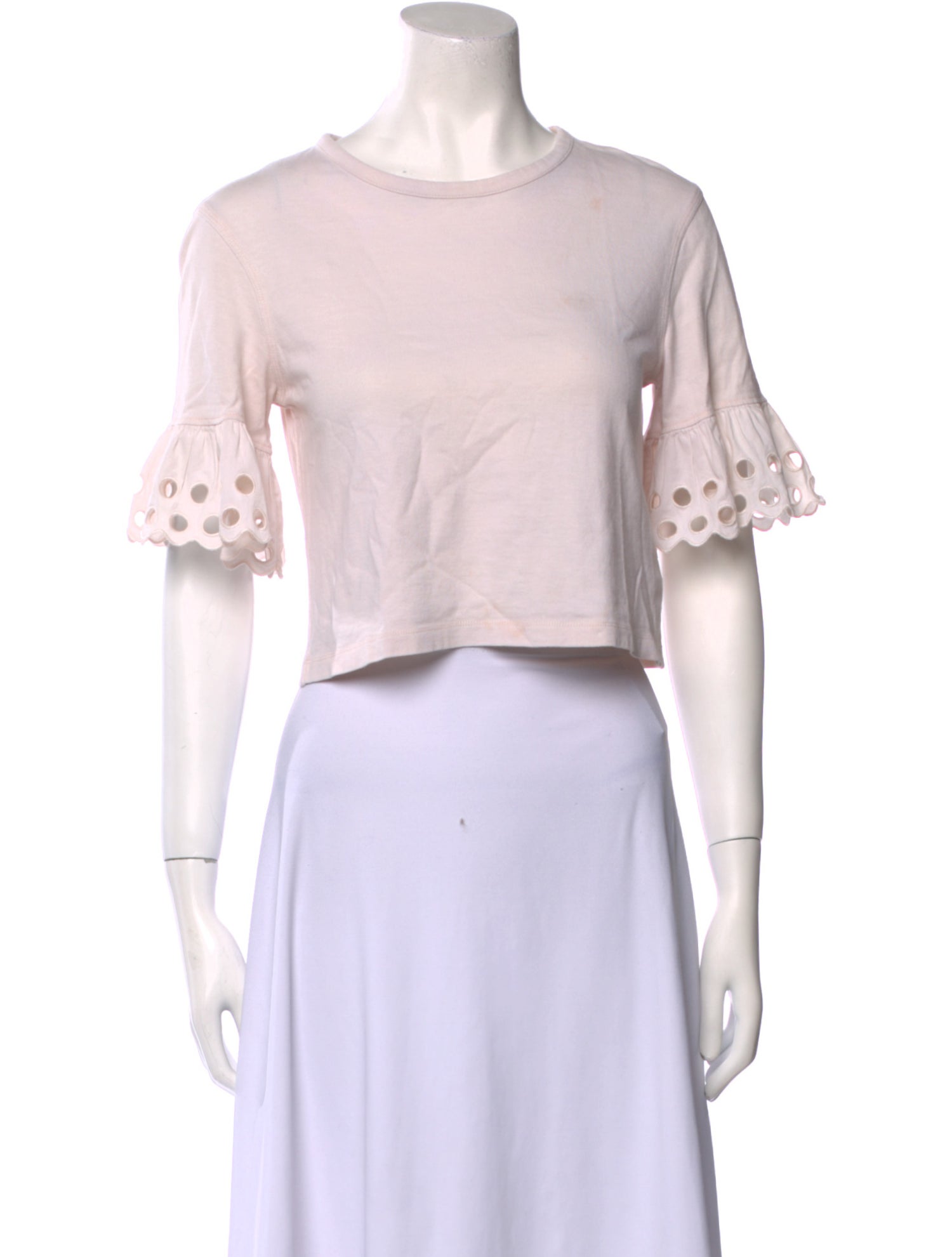 See by Chloé Bateau Neckline Short Sleeve Crop Top