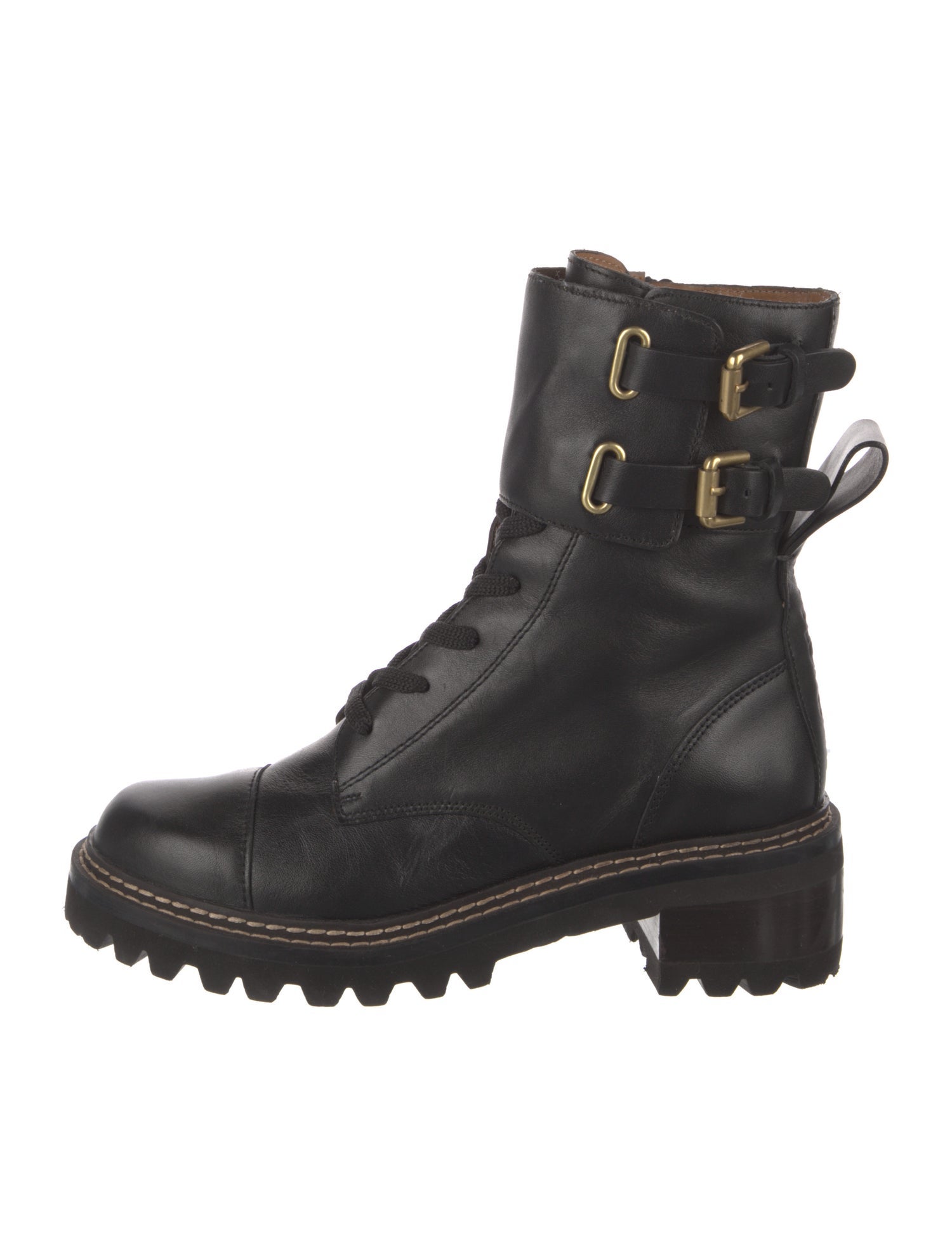 See by Chloé Leather Combat Boots