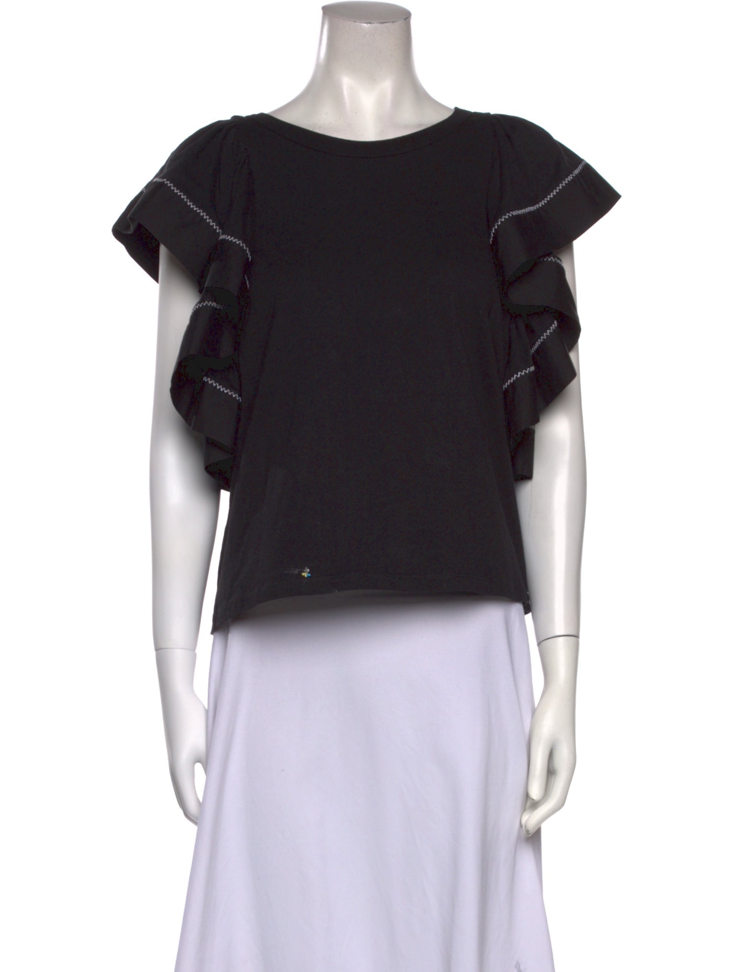 See by Chloé Bateau Neckline Short Sleeve Crop Top