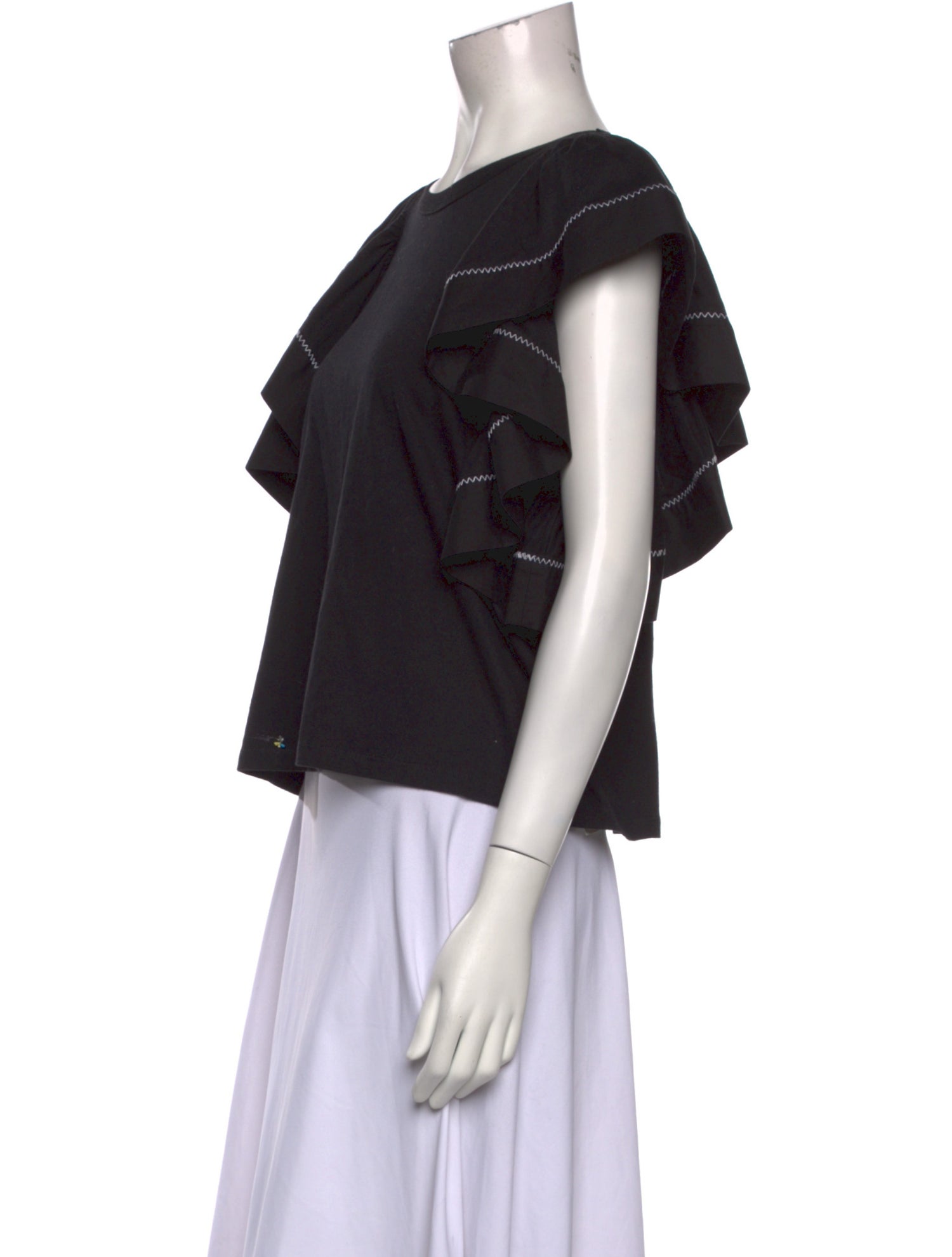 See by Chloé Bateau Neckline Short Sleeve Crop Top