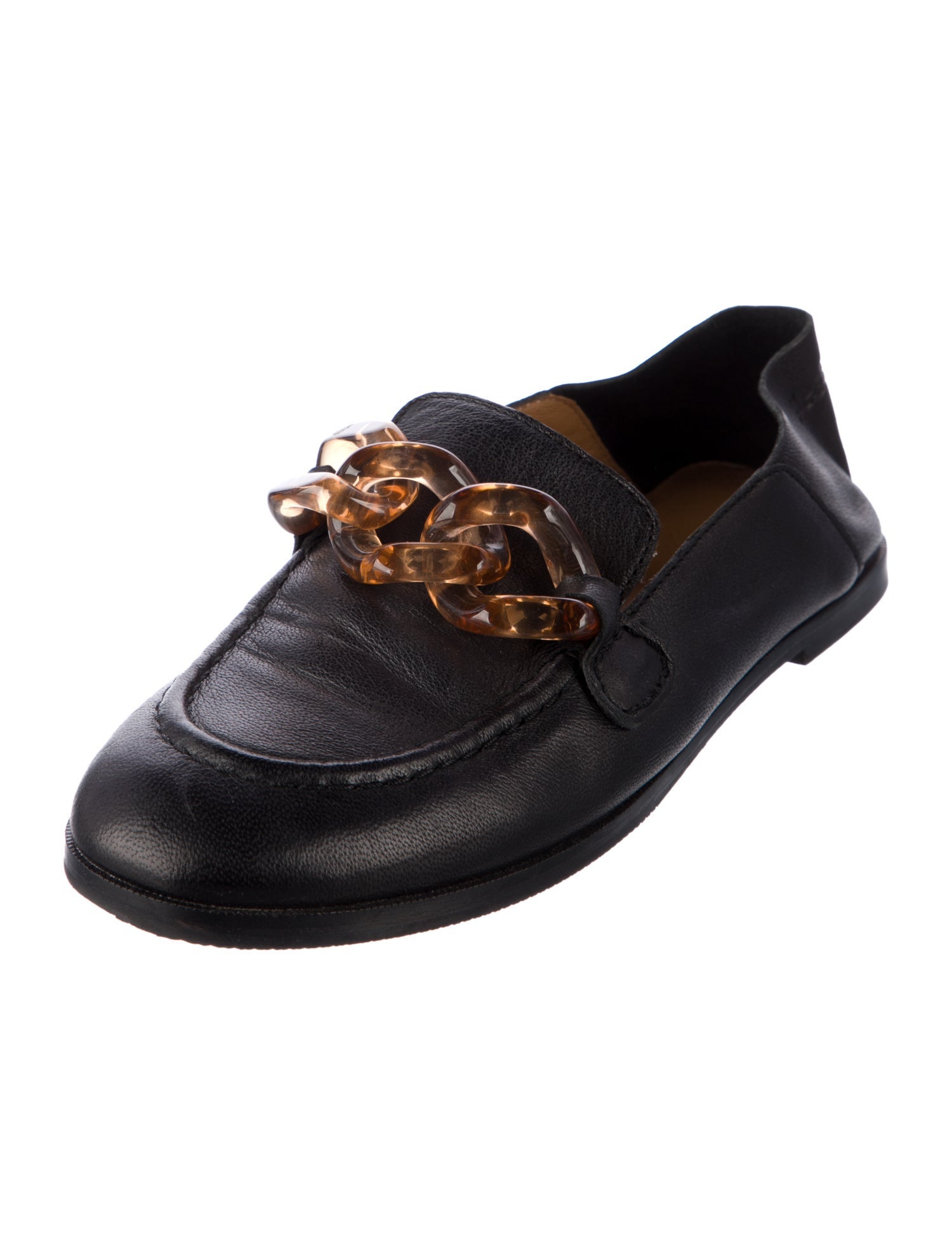 See by Chloé Leather Chain-Link Accents Loafers