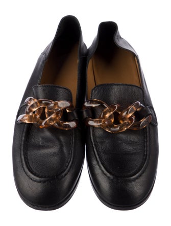 See by Chloé Leather Chain-Link Accents Loafers