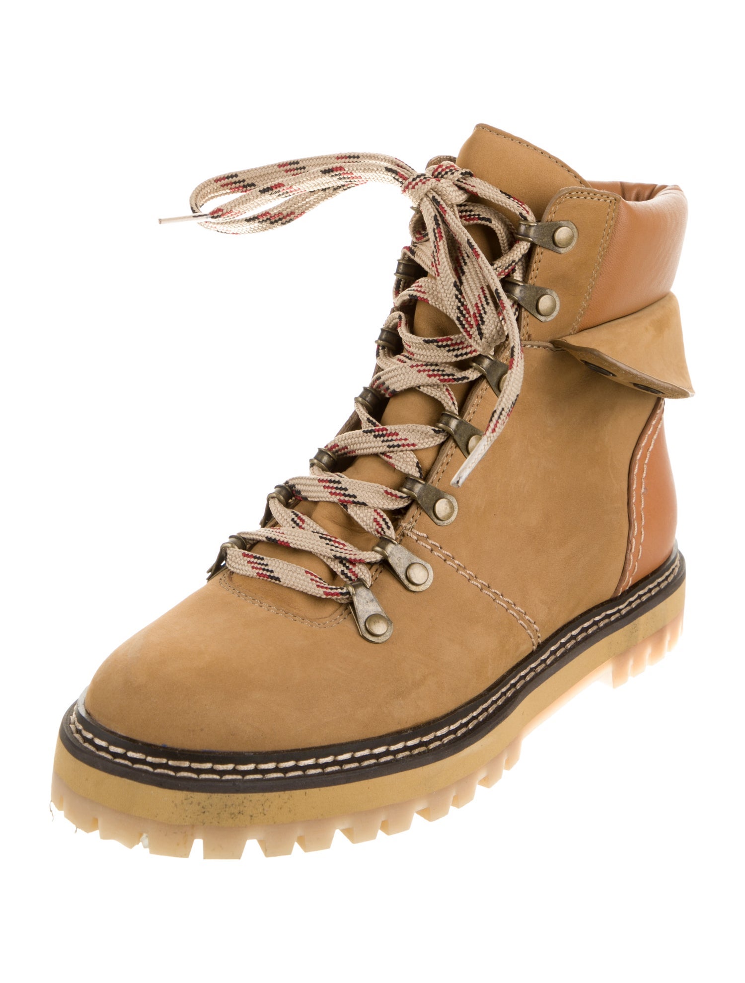 See by Chloé Leather Leather Trim Embellishment Hiking Boots