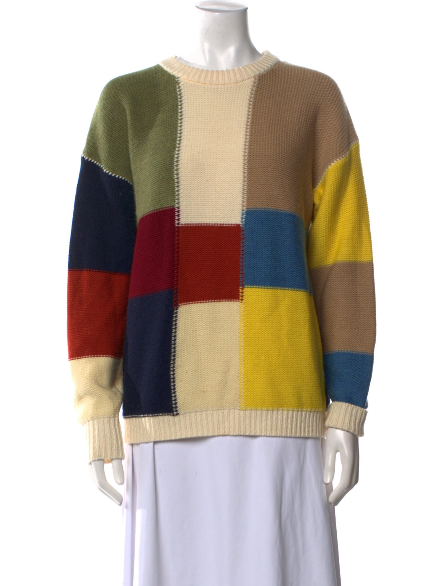 See by Chloé Wool Colorblock Pattern Sweater