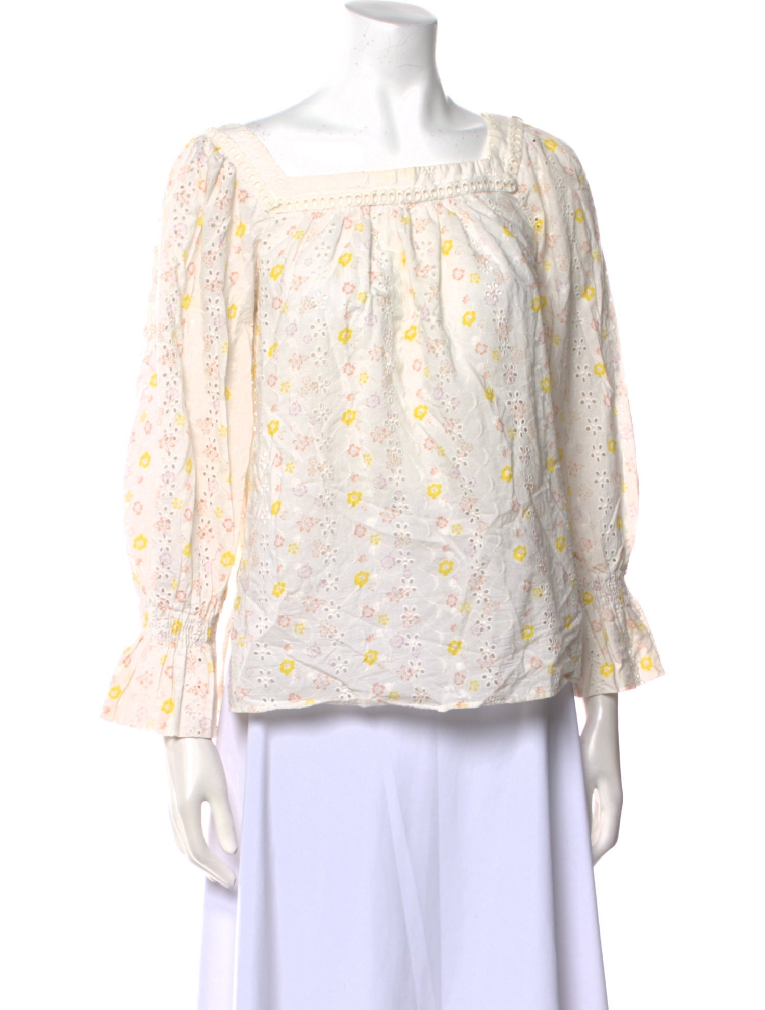See by Chloé Floral Print Square Neckline Blouse