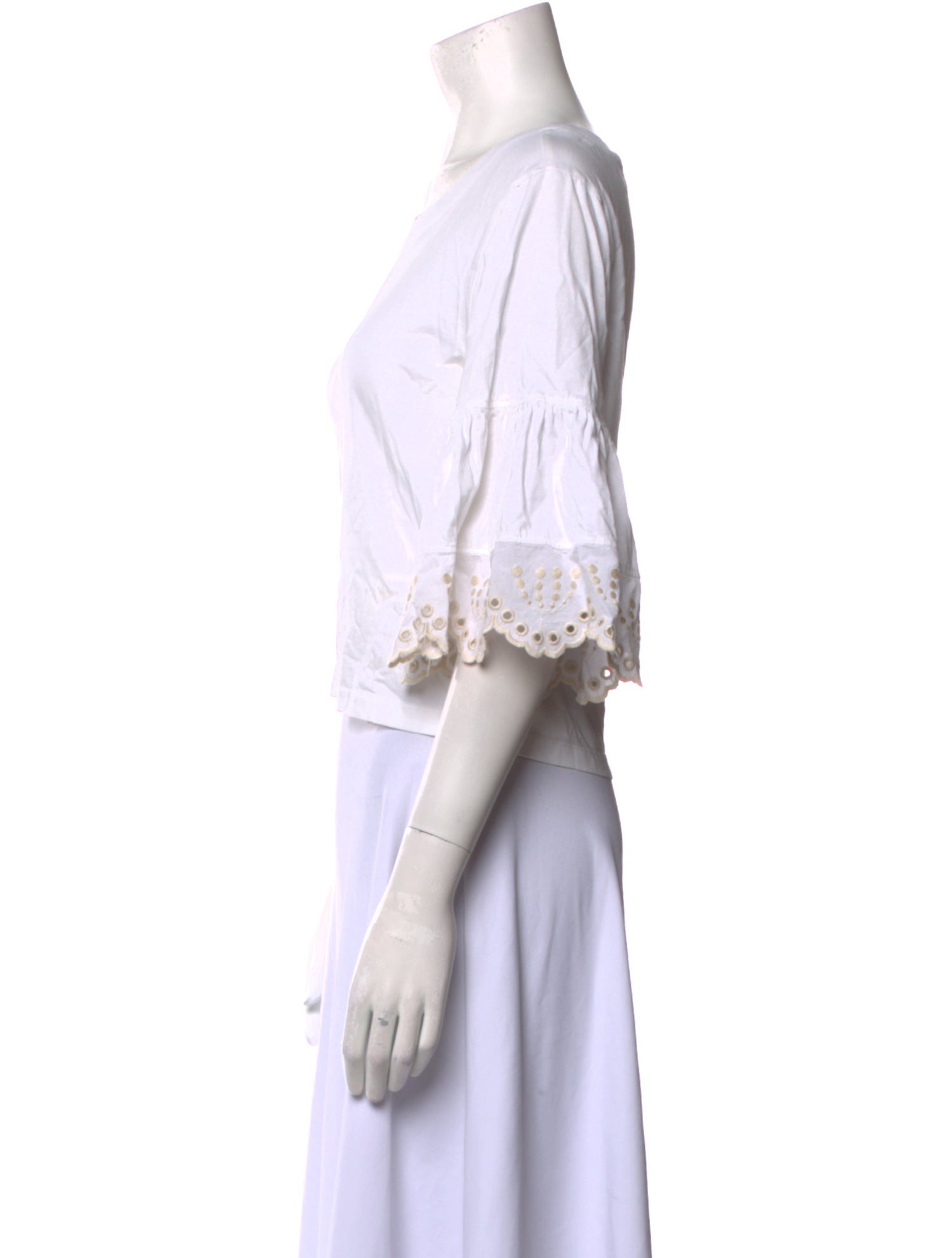 See by Chloé Scoop Neck Three-Quarter Sleeve Crop Top