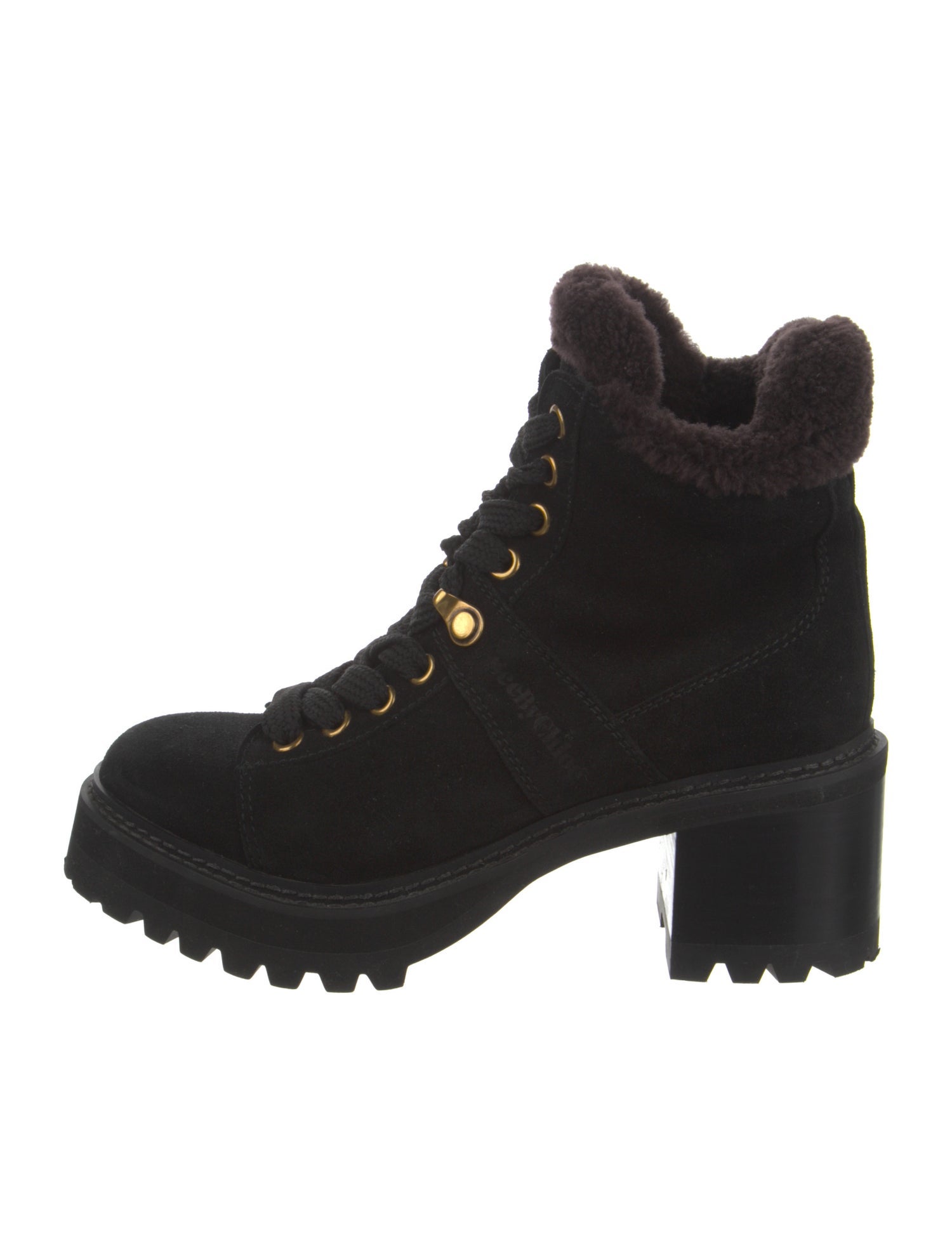 See by Chloé Suede Pom-Pom Embellishments Combat Boots