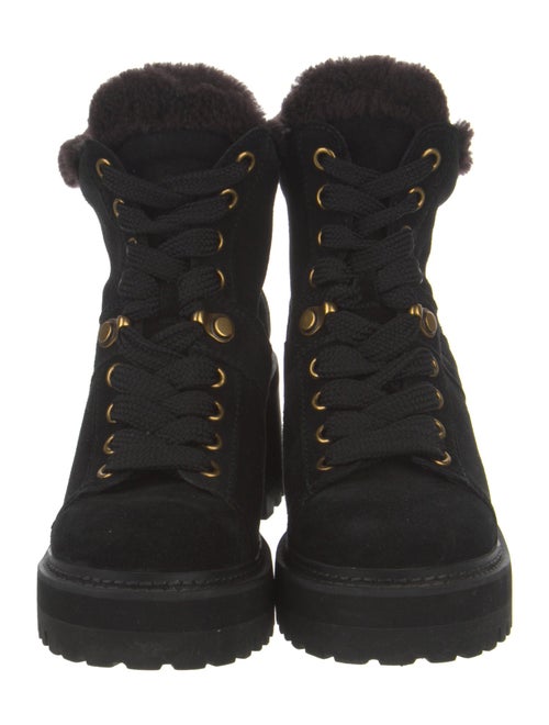 See by Chloé Suede Pom-Pom Embellishments Combat Boots
