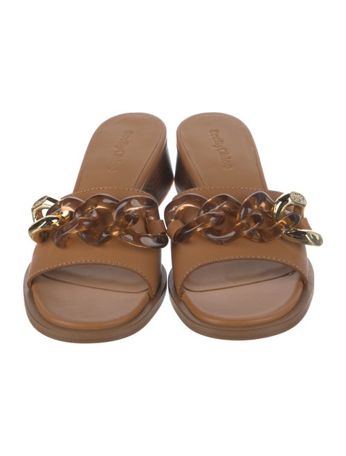 See by Chloé Leather Chain-Link Accents Slides