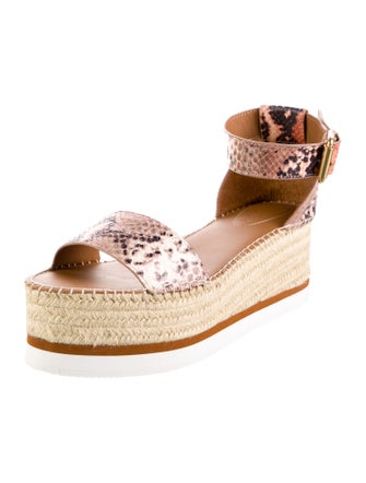 See by Chloé Leather Animal Print Espadrilles