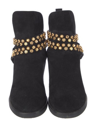 See by Chloé Suede Studded Accents Moto Boots