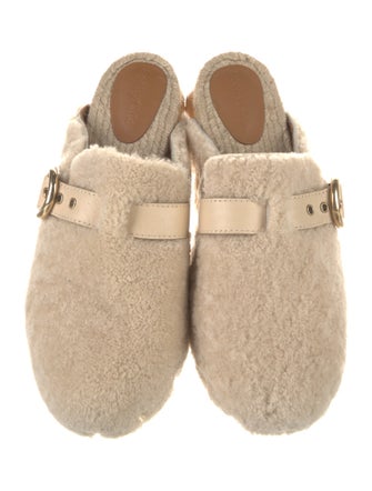 See by Chloé Shearling Leather Trim Embellishment Mules