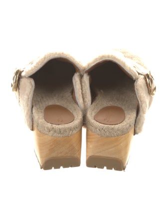 See by Chloé Shearling Leather Trim Embellishment Mules